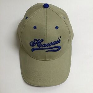 Hawaii Surfware Hat Khaki Blue Embroider Dad Cap Islands Written Brim All Cotton